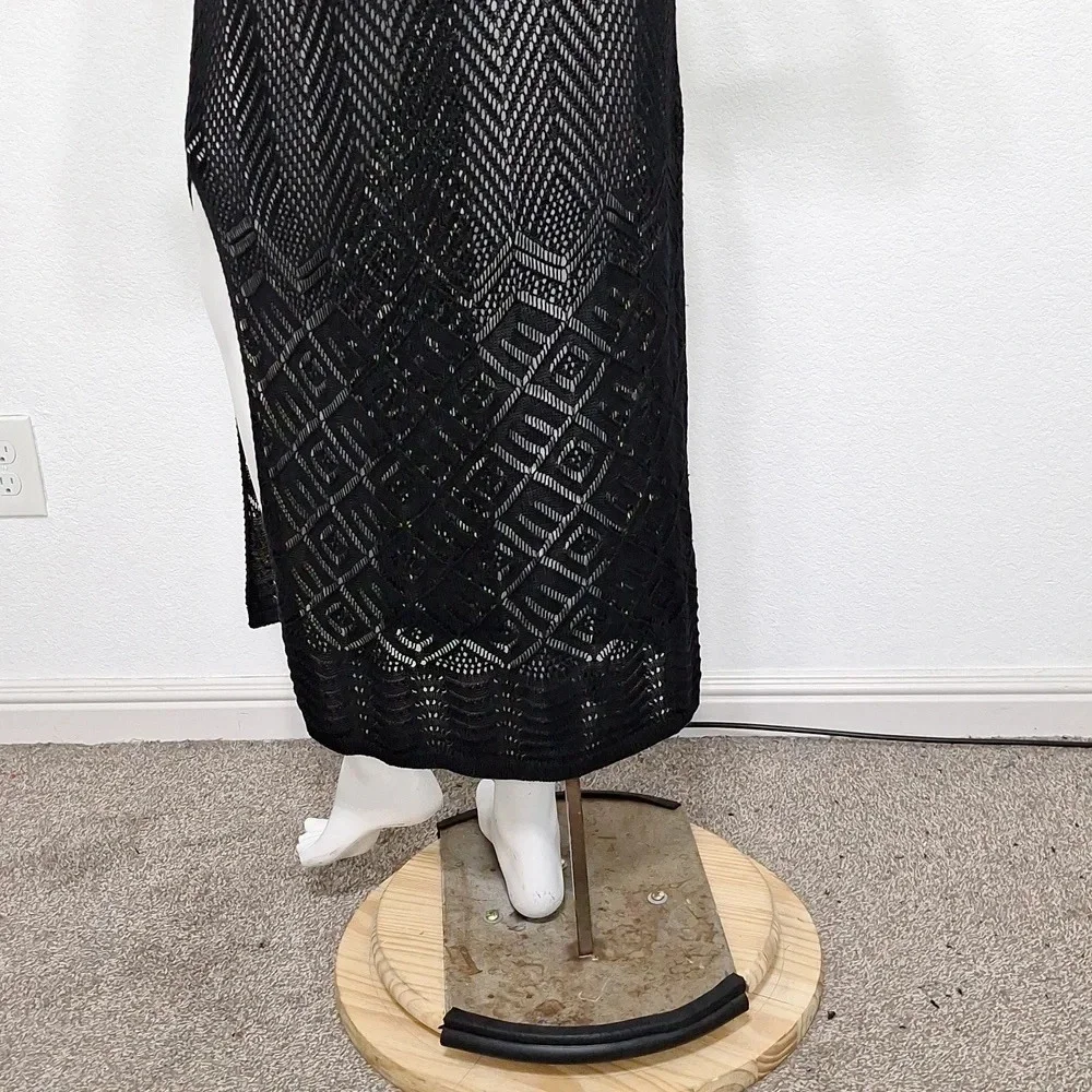 Joie Black Romantic Goth *NEW* Witchy Crochet Knit Whimsigoth Maxi Dress Size XL